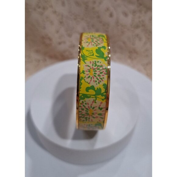 Lilly Pulitzer Sparkle Photodome Gold-Tone Floral Enamel Bangle Bracelet - Picture 10 of 10